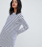Asos Design Maternity Sweat Dress In Stripe With Long Sleeves - Multi