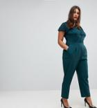 Asos Curve Lace Top Jumpsuit - Green