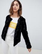 Vero Moda Faux Fur Crop Jacket - Black