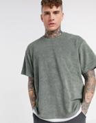 The Couture Club Oversized T-shirt In Washed Khaki-green