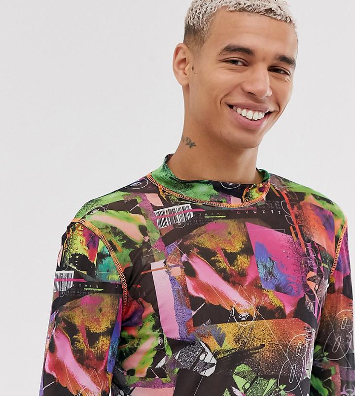 Collusion Muscle Fit T-shirt With Multi Print - Multi