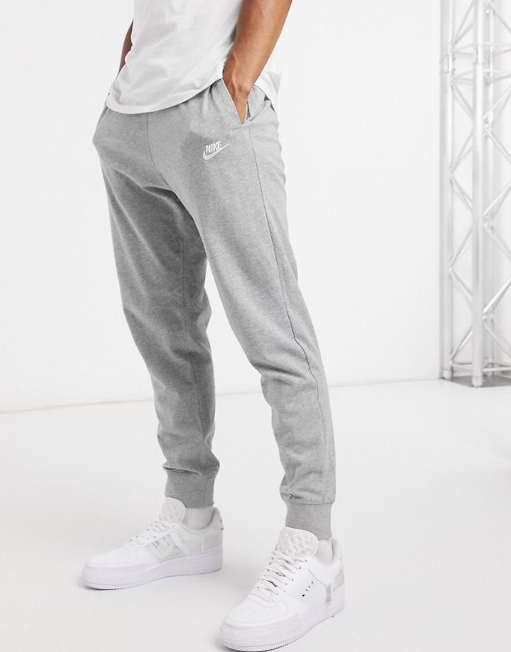 Nike Club Cuffed Jersey Sweatpants In Gray Heather