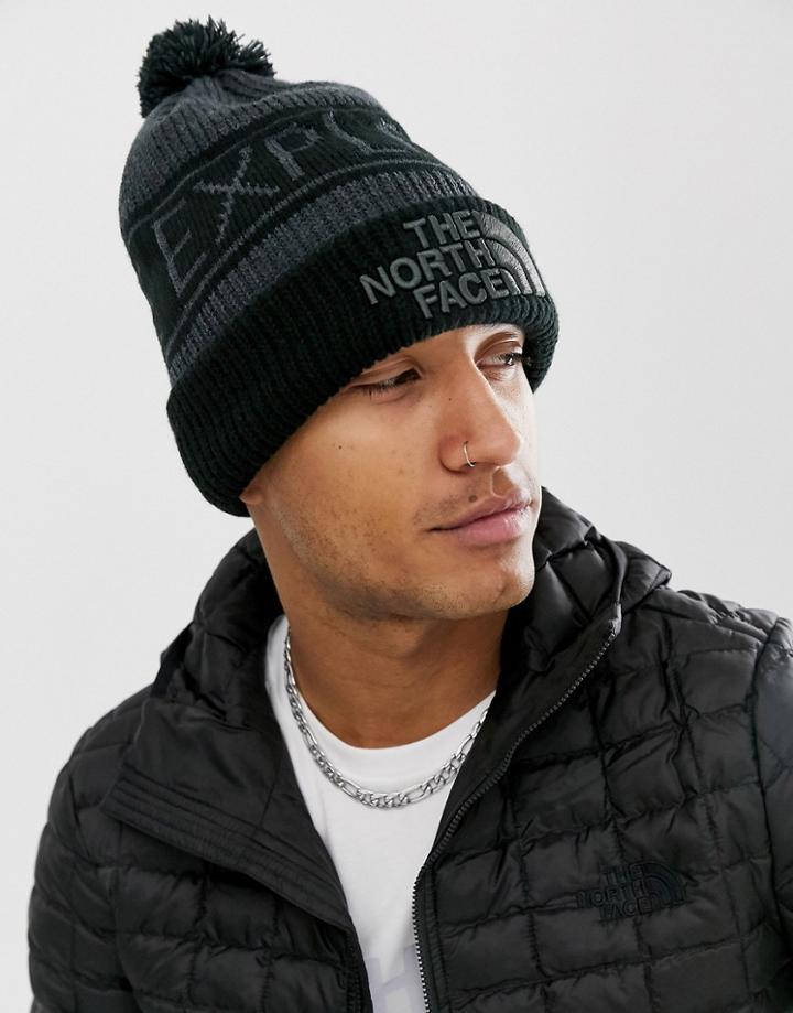 The North Face Retro Pom Beanie In Gray