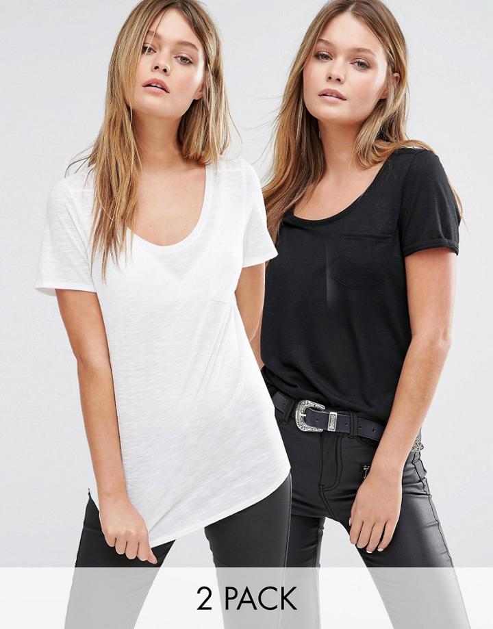New Look 2 Pack Pocket Front T-shirt - Black