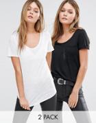New Look 2 Pack Pocket Front T-shirt - Black