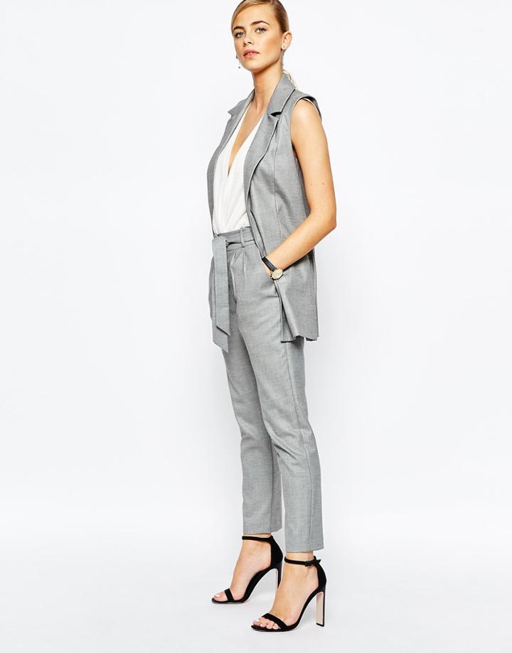 Oasis Belted Peg Pants - Gray