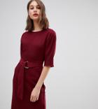 Warehouse D-ring Midi Dress In Burgundy - Purple