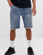 Bolongaro Trevor Ripped Denim Shorts-blue