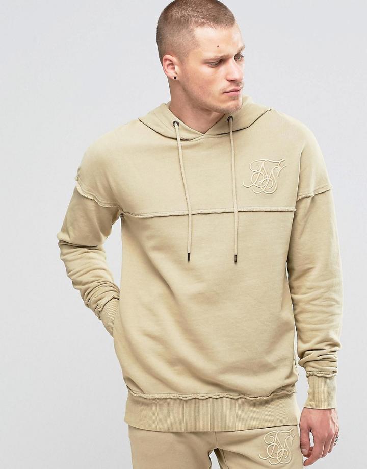 Siksilk Hoodie With Raw Edges - Stone