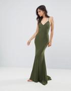 Club L Strappy Back Maxi Dress With Fishtail - Green