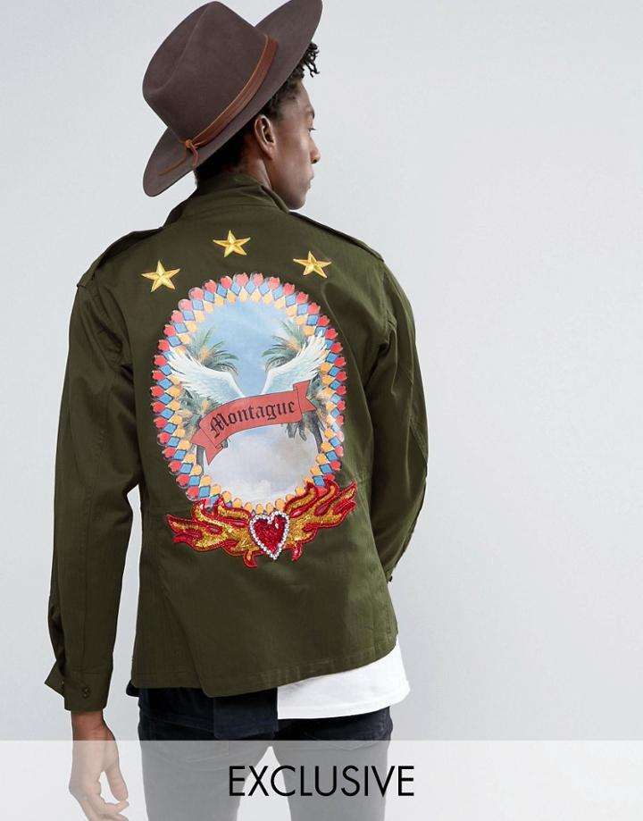 Reclaimed Vintage Revived X Romeo & Juliet Military Jacket With Back Details - Green