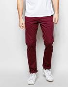 Farah Chino In Slim Fit Stretch Cotton - Wine