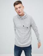 Pull & Bear Sweater With Wrap Around Collar In Gray Marl - Stone