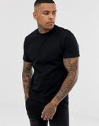 Asos Design Short Sleeve Sweatshirt In Black - Black