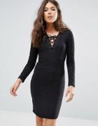 Only Elcos Sandy Lace Up Dress - Black