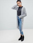 Fashion Union Maxi Length Chunky Knit Cardigan - Gray