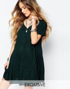 Reclaimed Vintage Button Front Tea Dress In Animal Print - Green