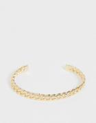 Asos Design Cuff Bracelet In Chain Design With Pearl Details In Gold Tone