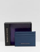 Smith And Canova Leather Card Holder In Navy - Blue