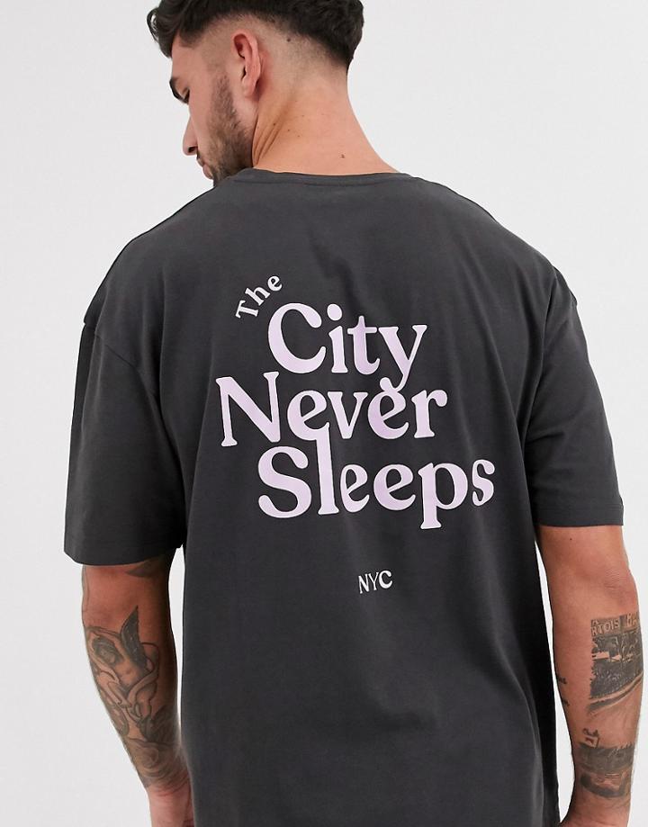 Jack & Jones Originals Oversize Fit Back Print Slogan T-shirt In Black