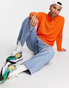 Topman Long Sleeve Stitch Polo In Orange