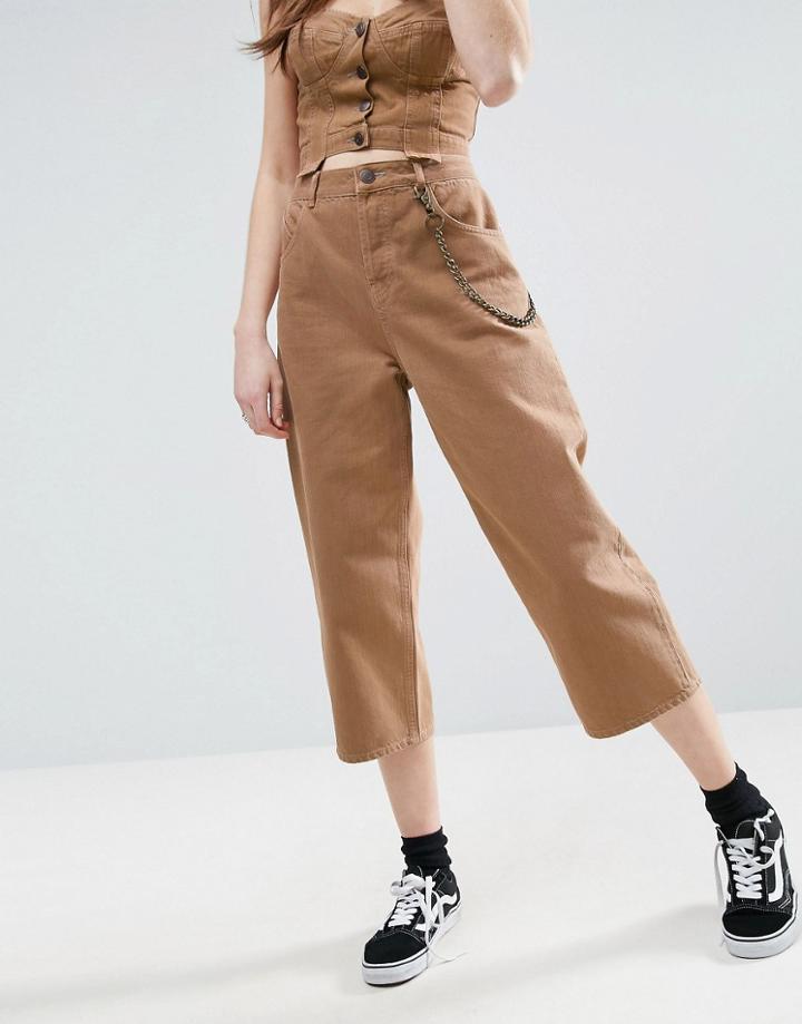 Asos Cropped Skater Jeans In Tobacco - Brown