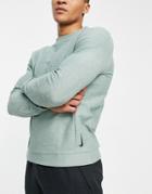 Nike Yoga Dri-fit Essential Fleece Crew Neck Sweatshirt In Dusty Green