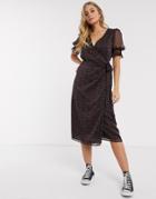 The East Order Rumi Organza Sleeve Floral Midi Dress-black