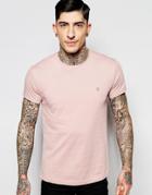 Farah T-shirt With F Logo In Slim Fit In Smokey Pink - Pink