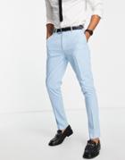 Asos Design Wedding Skinny Smart Pants In Sky Blue-blues
