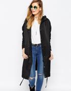 Asos Midi Rain Parka - Black