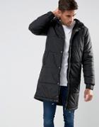 Another Influence Longline Quilted Coat - Black