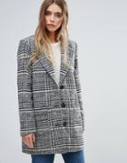First & I Checked Tailored Coat - Black