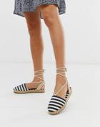 Pieces Espadrille Tie Up Sandal-black