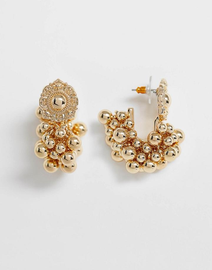 Asos Design Earrings With Bubble Trim In Gold Tone - Gold