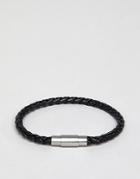 Boss Blaine Plaited Leather Bracelet Strap In Black - Black