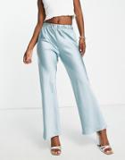 Urban Revivo Jersey Wide Leg Pants In Light Blue