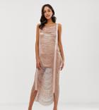 Asos Design Maxi Dress In All Over Fringe - Pink