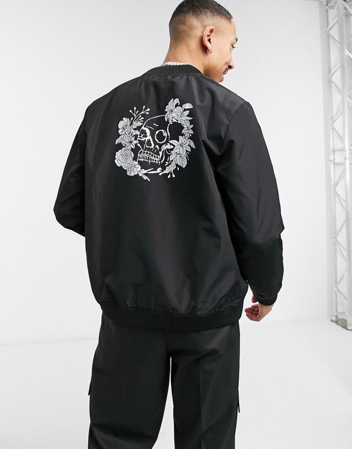 Bolongaro Trevor Back Print Bomber Jacket-black