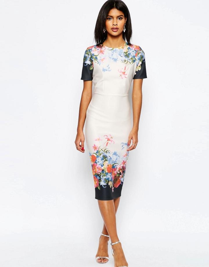 Asos Border Print T-shirt Midi Dress - Multi