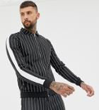 Mauvais Muscle Jacket In Stripe With Side Stripe - Black