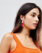 Designb London Oversized Hoop Earrings With Red Stripe - Multi