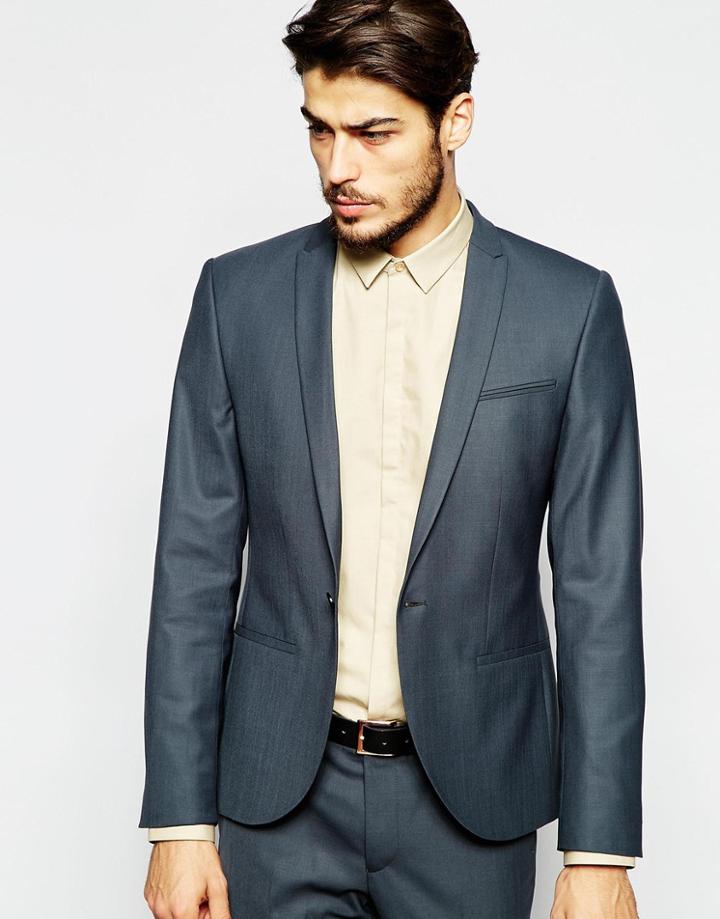 Noak Suit Jacket With Peak Lapel In Skinny Fit - Gray