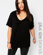 Missguided Plus V Neck T-shirt - Black