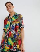 Jaded London Revere Shirt In Tropical Print - Multi