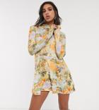Reclaimed Vintage Inspired Long Sleeve Dress With High Neck With Cherub Print-multi