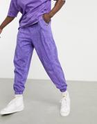 Asos Design Oversized Lightweight Sweatpants In Purple Acid Wash With Seam Detail - Part Of A Set