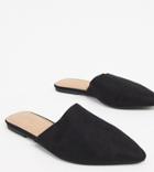 Asos Design Wide Fit Lava Pointed Flat Mules In Black