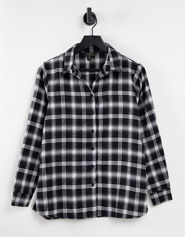 Lipsy Checked Shirt In Mono Print-multi