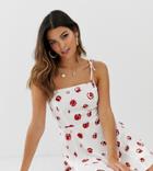 Skylar Rose Floral Mini Cami Dress With Tie Sleeves In Floral - White